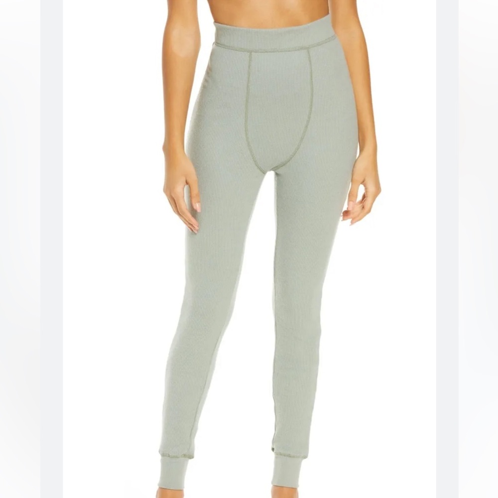 Skims mineral green waffle knit leggings